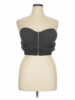 🆕Charcoal Black Strapless Bustier Crop Top with Front Zip
